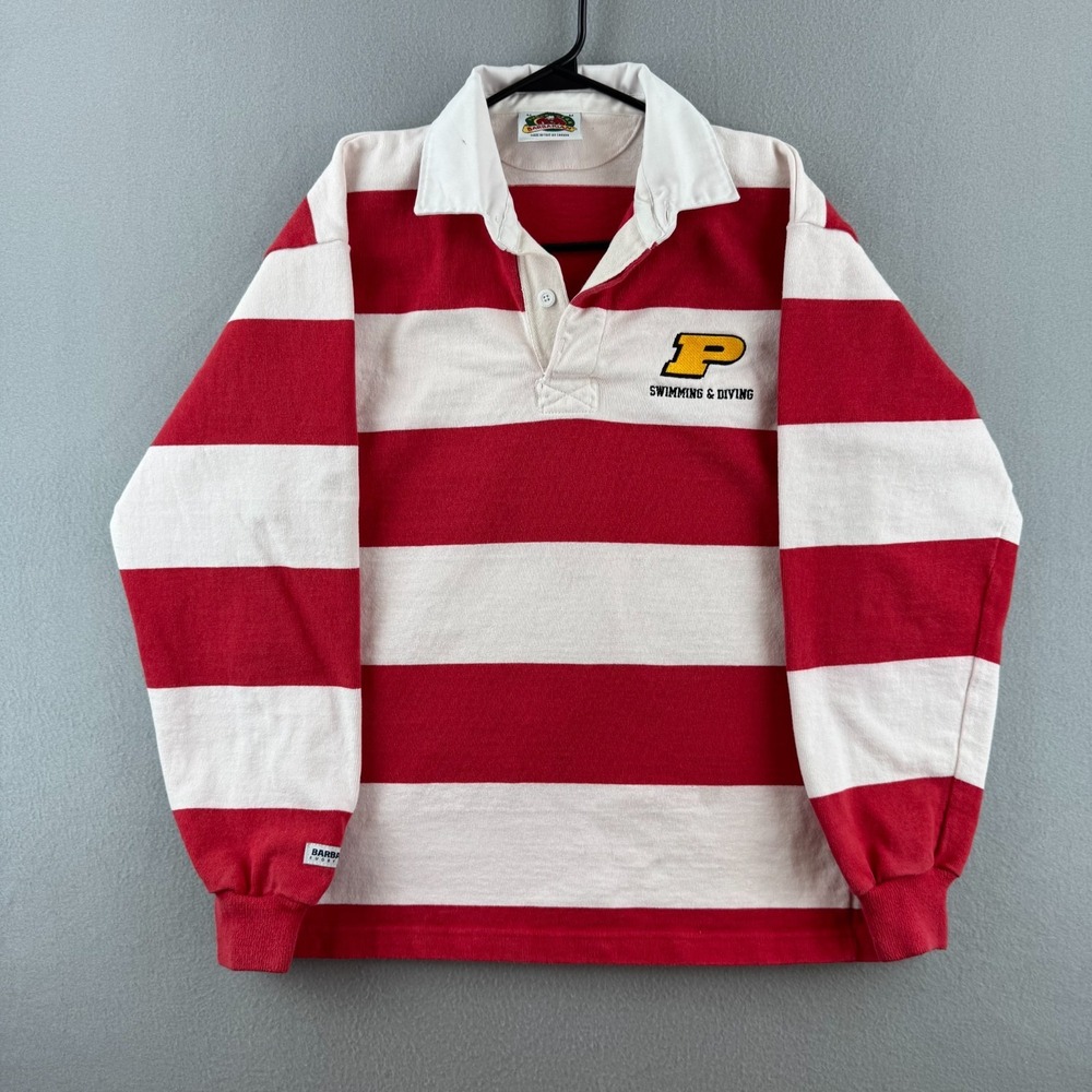 Purdue University Rugby Shirt Mens Medium Red Heavy Cotton Barbarian College